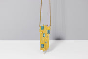 Todd Reed necklace with White diamonds (~2.73ct), aquamarine (~26.01ct), 18k yellow gold, and 14k yellow gold.